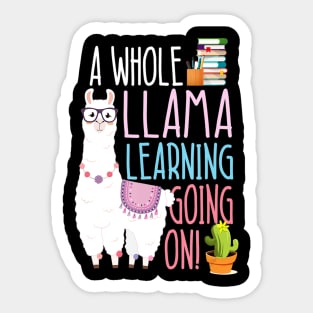 A Whole Llama Learning Going On Book Reading School Llama Sticker